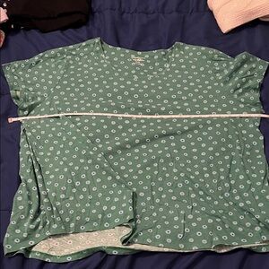 Gudrun Sjoden Green and White Patterned Short Sleeve Top